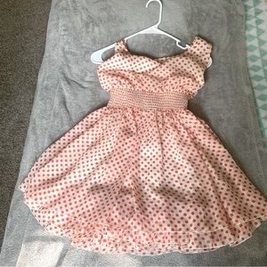 White Orange Polka Dots Flowy Dress Size Medium